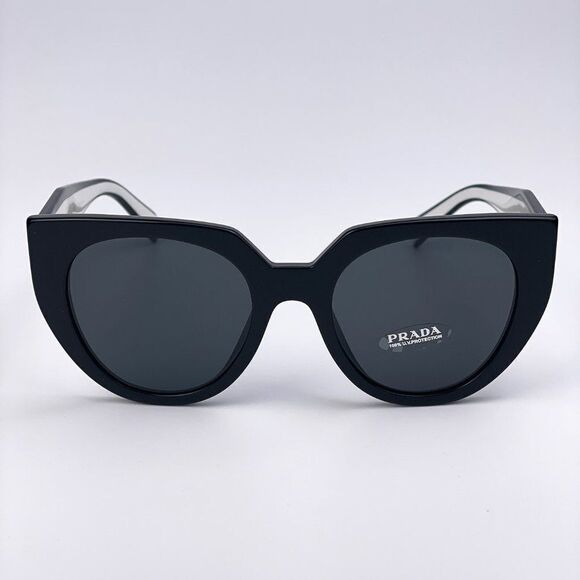 NEW Prada PR14WS 09Q-5S0 Black Talc Gray Cat Eye Oversized Women Sunglasses - Picture 1 of 12